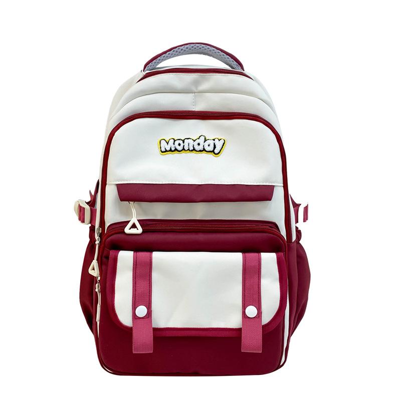 Школьный рюкзак женский для старшеклассниц, ретро, большой вместимости, простой рюкзак в стиле Мори бордовый