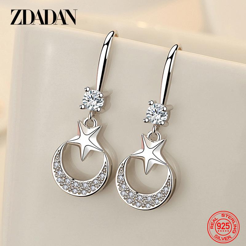 925 Sterling Silver Star Moon CZ Dangle Earrings for Women Fashion Jewelry белый
925 Sterling Silver Star Moon CZ Dangle Earrings for Women Fashion Jewelry белый