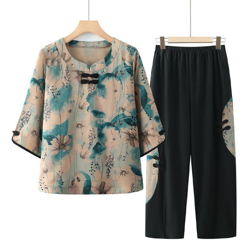 Summer Short Sleeve T-Shirt Set for Middle-Aged and Elderly Women, Perfect for 70-80-Year-Old Grandmas 4XL (130-145 jin)
Summer Short Sleeve T-Shirt Set for Middle-Aged and Elderly Women, Perfect for 70-80-Year-Old Grandmas 4XL (130-145 jin)