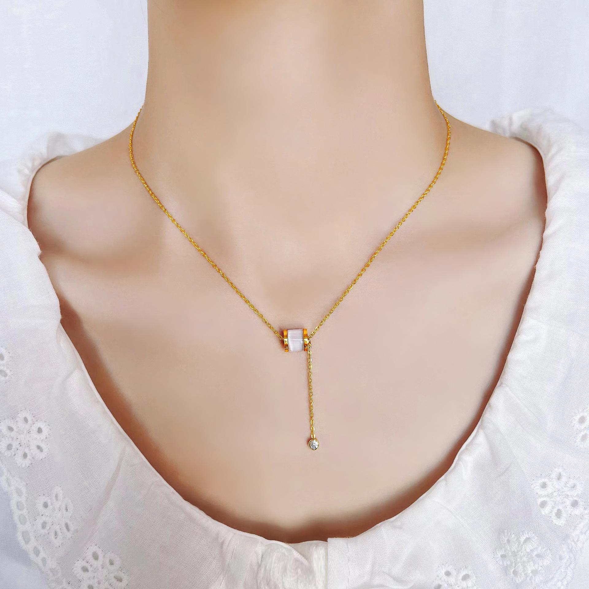 Элегантное колье-подвеска из камня «кошачий глаз» для женщин - 2022 Легкая роскошь, дизайн «маленькая талия», цепочка для ключицы