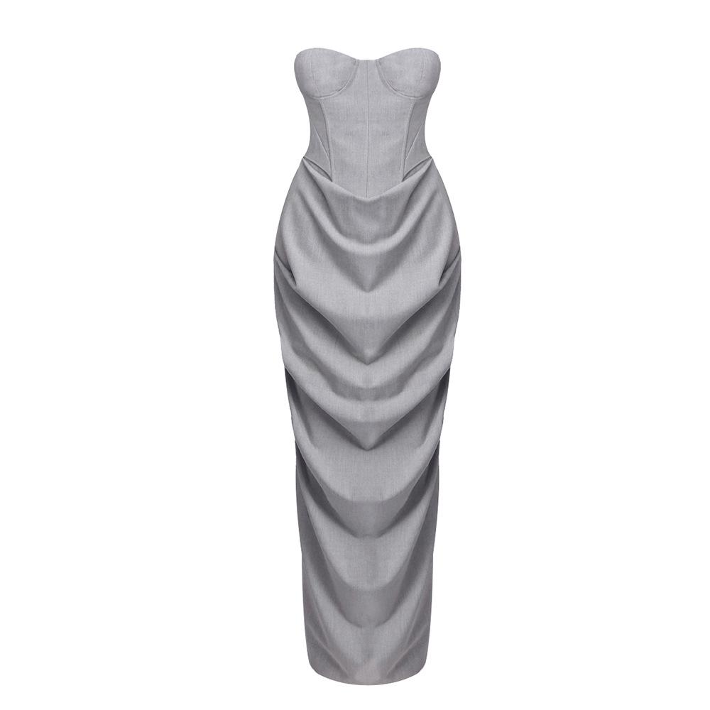 European-American Strapless Bodycon Evening Gown - Gray Hip-Hugging Summer Knit Dress Set Medium серый
European-American Strapless Bodycon Evening Gown - Gray Hip-Hugging Summer Knit Dress Set Medium серый