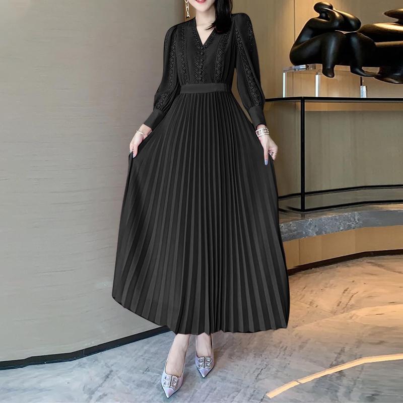 ZANZEA Women Elegant Lace Patchwork Casual V-Neck Long Sleeve Pleated Dress 5XL чорний
ZANZEA Women Elegant Lace Patchwork Casual V-Neck Long Sleeve Pleated Dress 5XL чорний