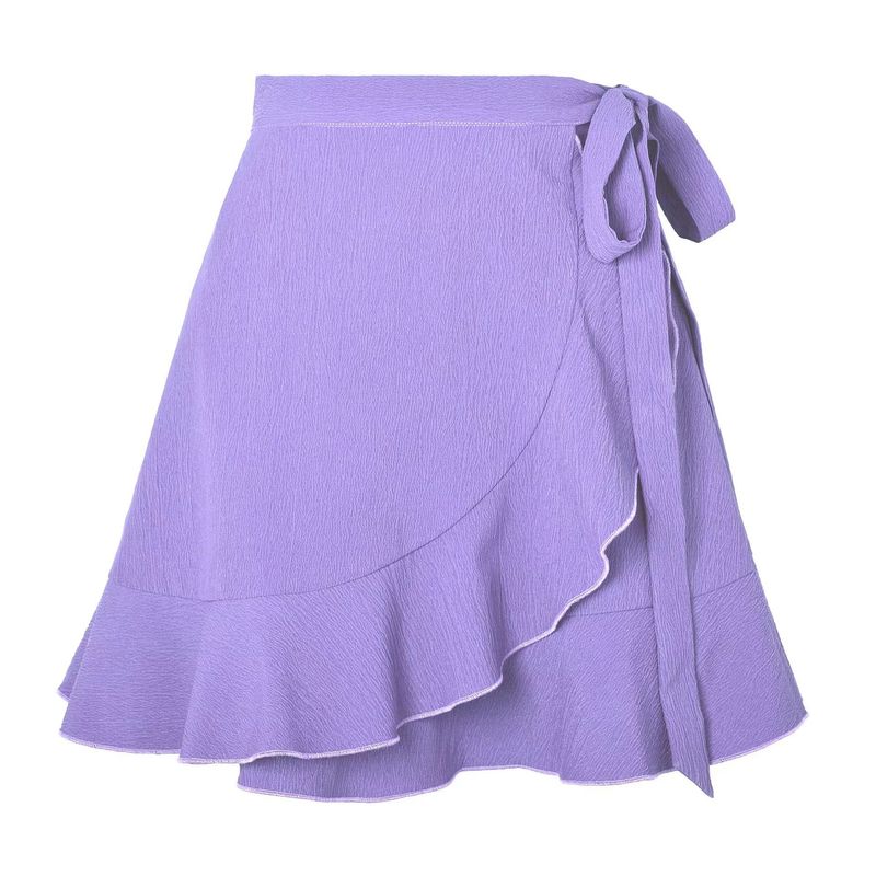 Western Style Solid Lace-up Skirt High Waist Solid Frill Short dress Lace up Ruffle Skirt Purple S
Western Style Solid Lace-up Skirt High Waist Solid Frill Short dress Lace up Ruffle Skirt Purple S