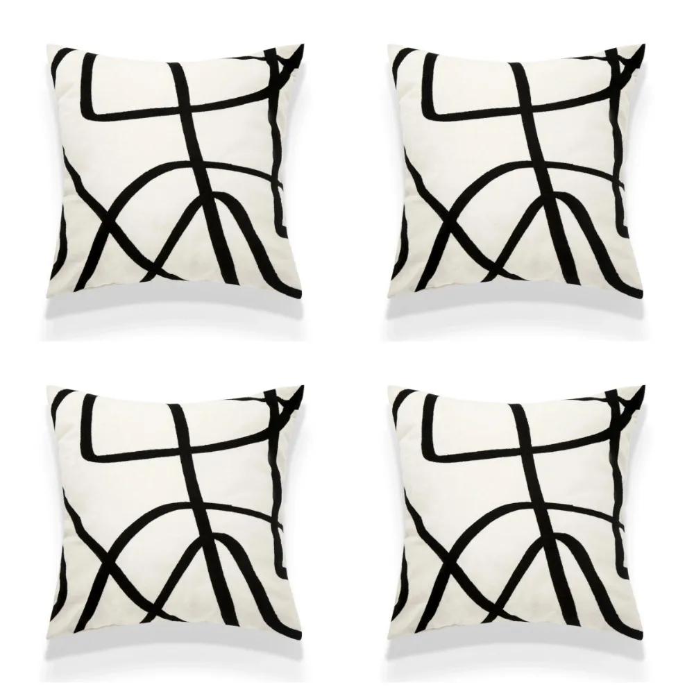 4 Pcs - 45cm 18In - Geometric Abstraction Line printing Pillowcase Black and White Cushion Cover Sofa Bedside Throw Pillowcover 30x30cm12x12Inch
4 Pcs - 45cm 18In - Geometric Abstraction Line printing Pillowcase Black and White Cushion Cover Sofa Bedside Throw Pillowcover 30x30cm12x12Inch