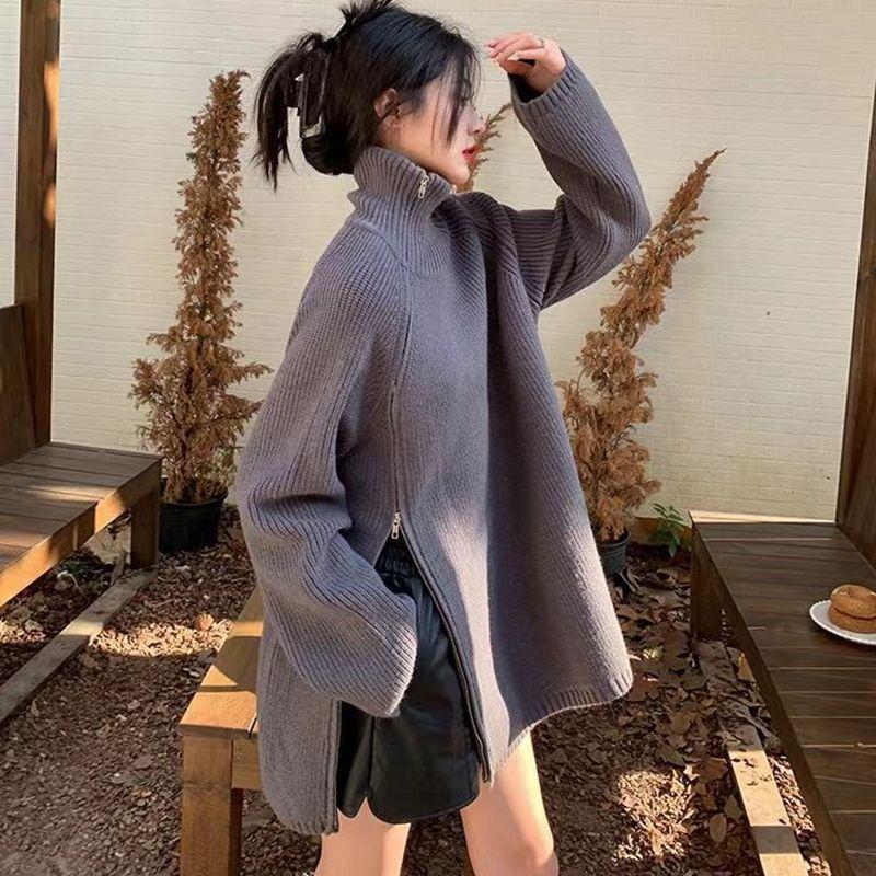 Женский свитер оверсайз с высоким воротом и боковой молнией - Зимний вязаный средней длины M (for 95-110 jin) серый
Женский свитер оверсайз с высоким воротом и боковой молнией - Зимний вязаный средней длины M (for 95-110 jin) серый