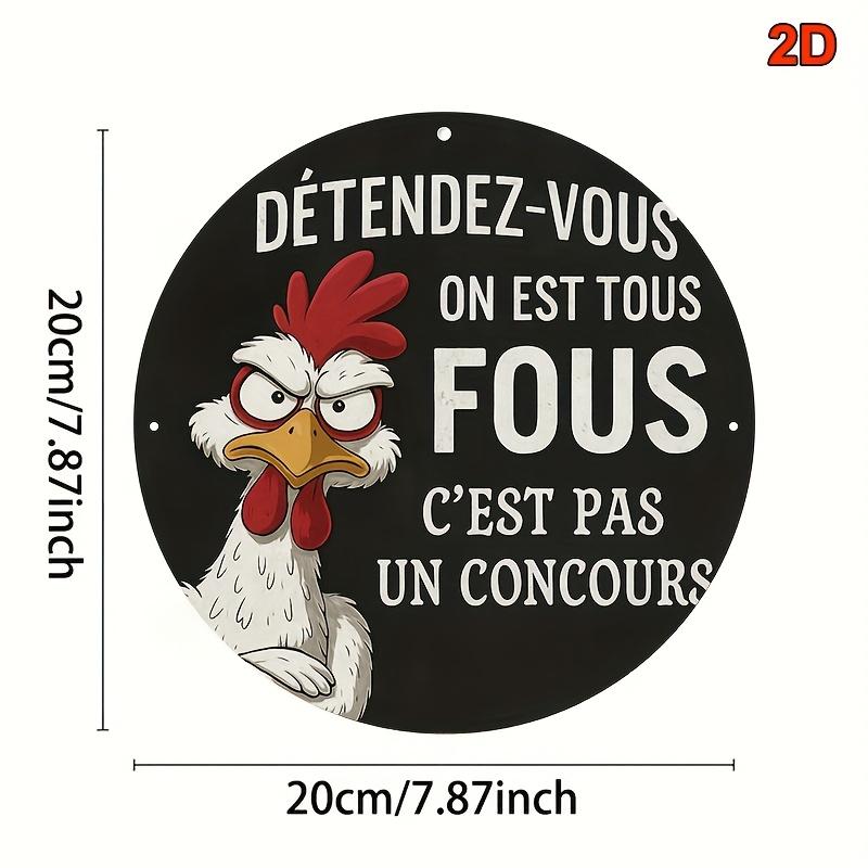 Funny French Relax Chicken Sign Retro Round Aluminum Plaque Rustic Wall Art for Home Office 20x30cm(7.8x11.8inch)
Funny French Relax Chicken Sign Retro Round Aluminum Plaque Rustic Wall Art for Home Office 20x30cm(7.8x11.8inch)