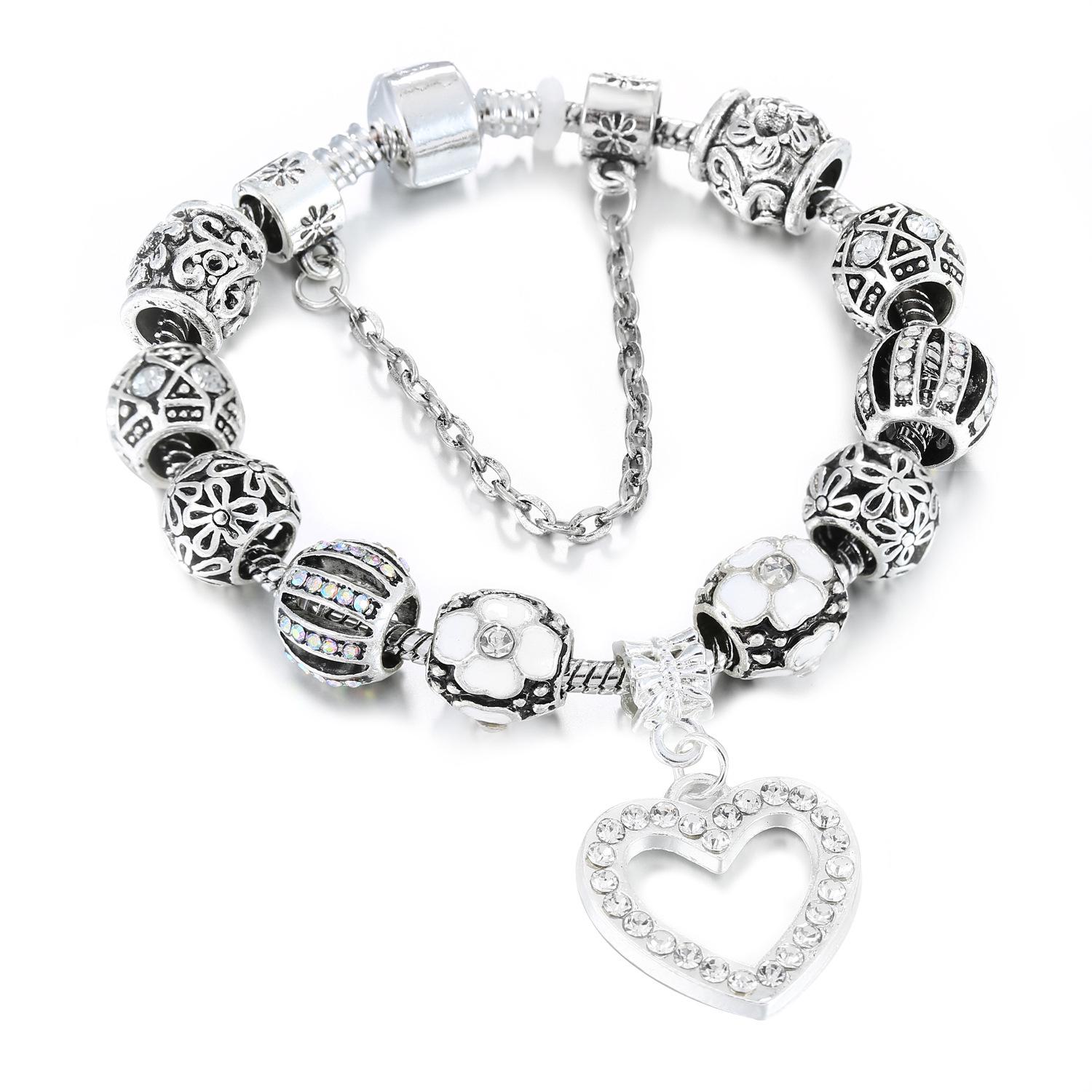 LUXY MOON Ювелирный сплав Посеребренный браслет с большим отверстием из бисера DIY Персиковое сердце Браслет
LUXY MOON Ювелирный сплав Посеребренный браслет с большим отверстием из бисера DIY Персиковое сердце Браслет