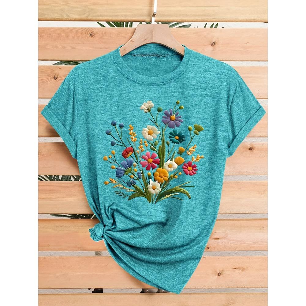Wildflower Bouquet Women s Tee - Colorful Floral Graphic, Casual Teal Top M
Wildflower Bouquet Women s Tee - Colorful Floral Graphic, Casual Teal Top M