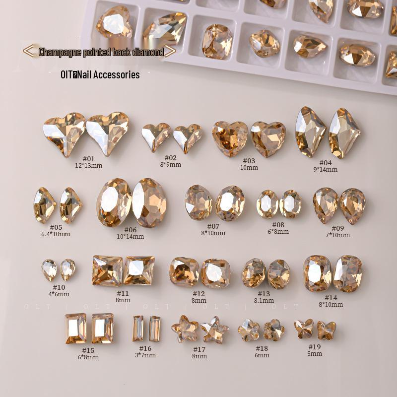 K9 Champagne Nail Art Rhinestone Jewelry - High Quality Irregular Crystal, Fat Square, Water Drop, Heart-Shaped Decorations
K9 Champagne Nail Art Rhinestone Jewelry - High Quality Irregular Crystal, Fat Square, Water Drop, Heart-Shaped Decorations