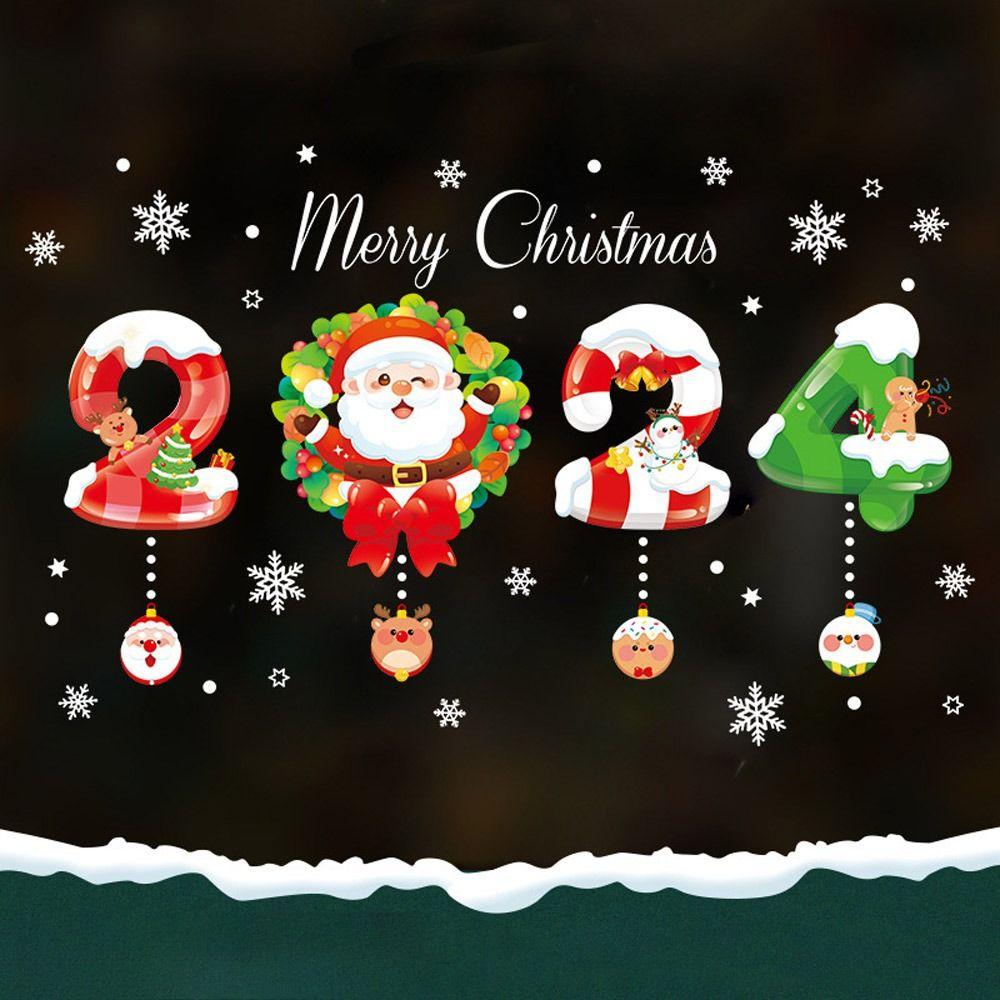 Снежинка Санта Клаус Лось Наклейка на окно Счастливого Рождества Стеклянная наклейка Рождественская наклейка на стену Домашний декор 5
