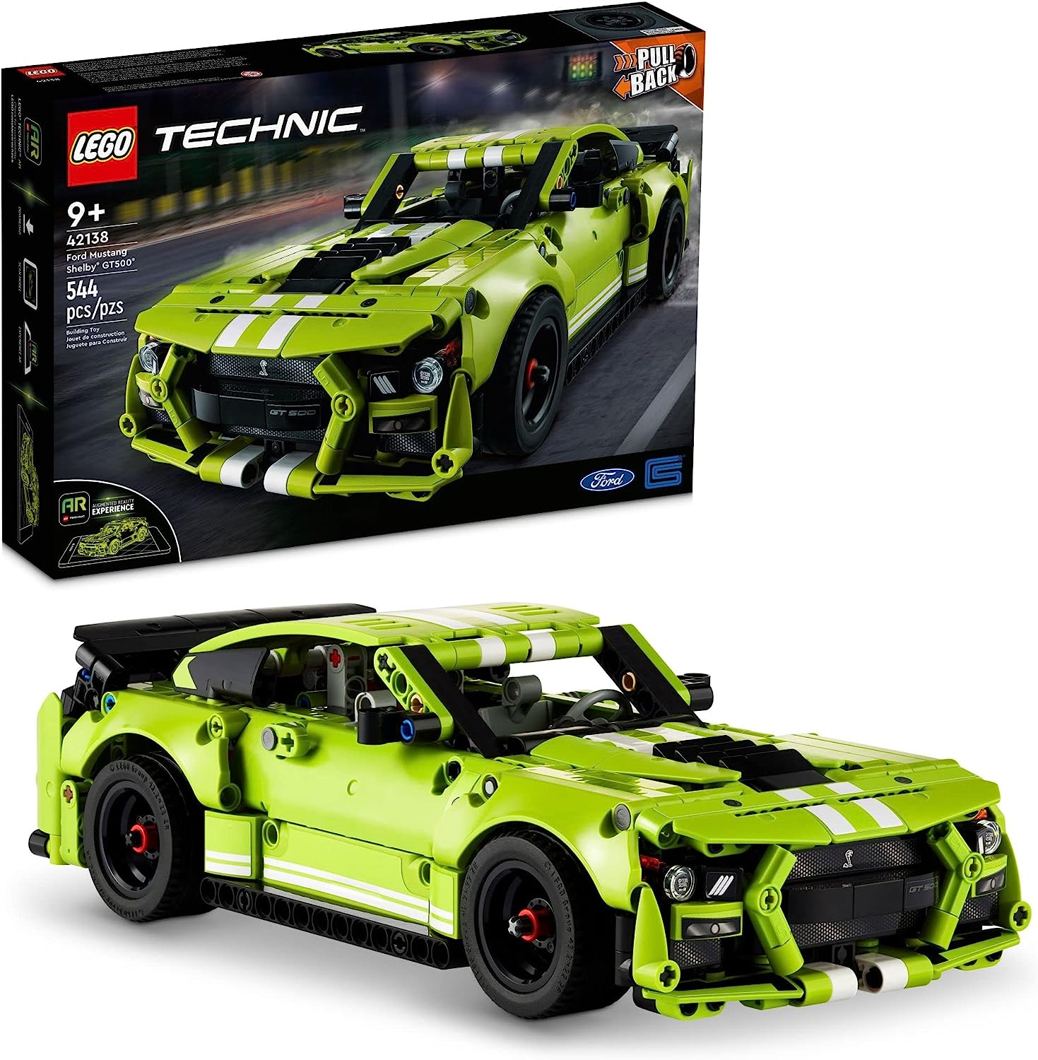 LEGO Technic Ford Mustang Shelby GT500 Set 42138, комплект для сборки модели игрушечного гоночного автомобиля, подарки для детей и подростков с функцией AR App Play
LEGO Technic Ford Mustang Shelby GT500 Set 42138, комплект для сборки модели игрушечного гоночного автомобиля, подарки для детей и подростков с функцией AR App Play