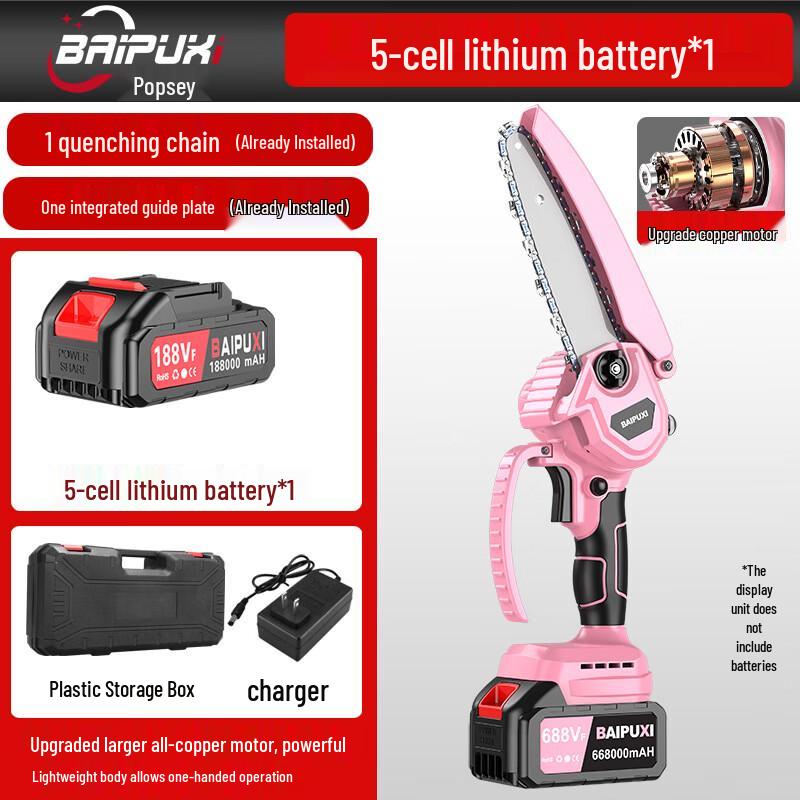 BAIPUXI Cordless Handheld Mini Electric Chainsaw CN plug (adapter included)
BAIPUXI Cordless Handheld Mini Electric Chainsaw CN plug (adapter included)