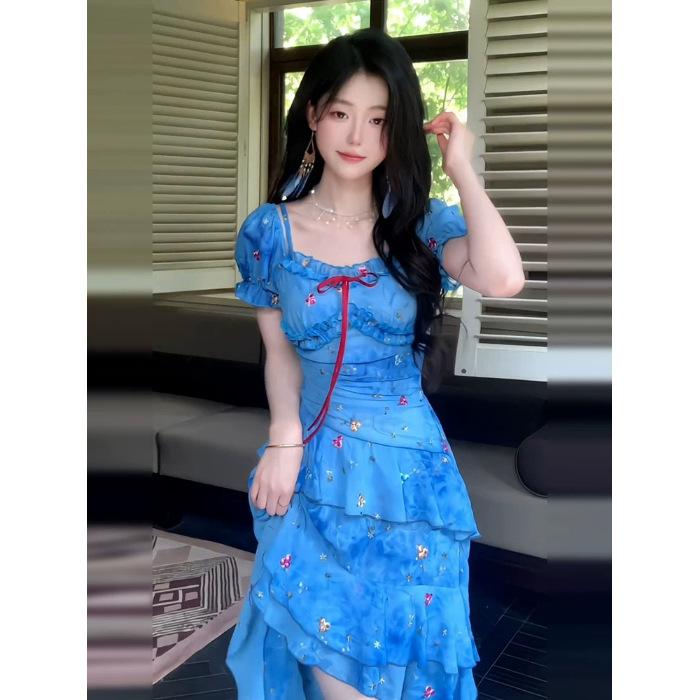Holiday wind broken a flower off-the-shoulder dress women s summer new waist thin irregular blue suspender long 2XL
Holiday wind broken a flower off-the-shoulder dress women s summer new waist thin irregular blue suspender long 2XL