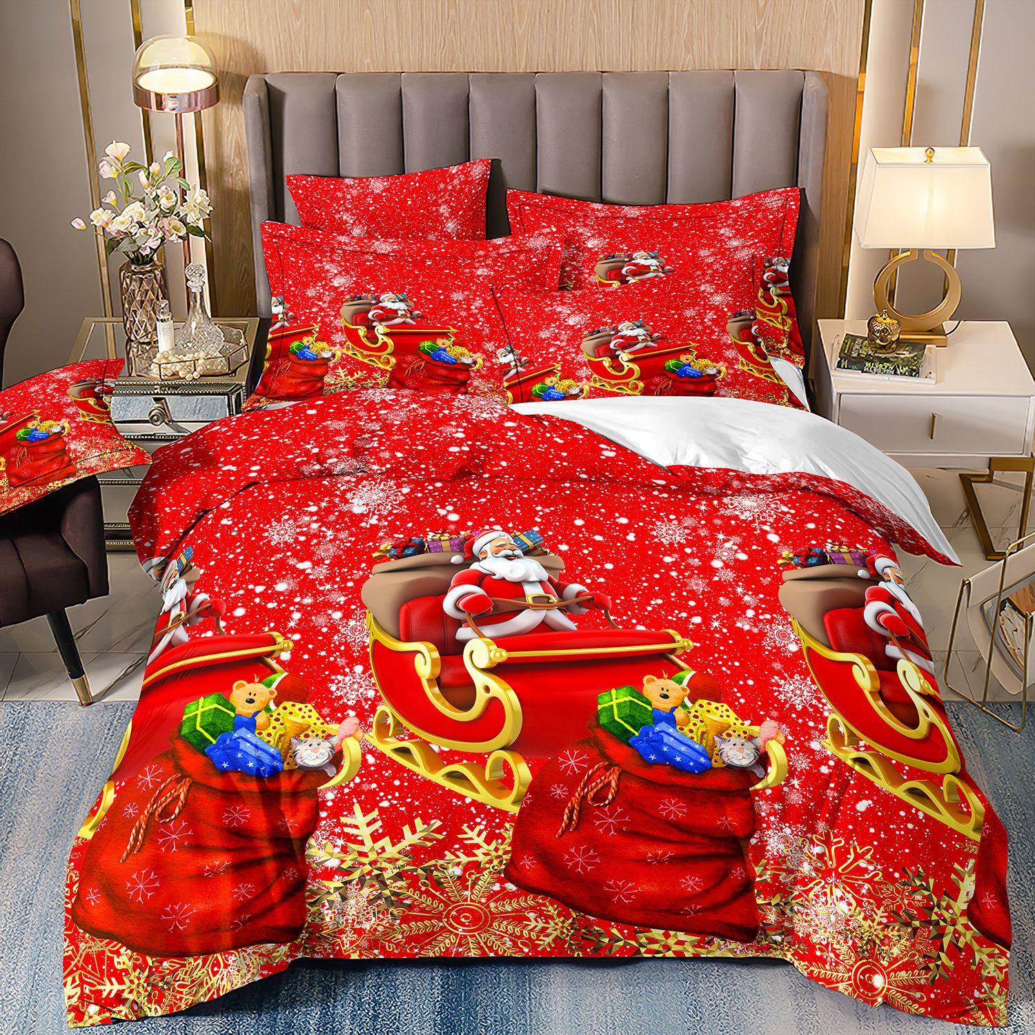 3D Рождественская елка Снеговик Постельное белье с наволочками Двойная двуспальная кровать размера Queen Size Модный дизайн EU Twin