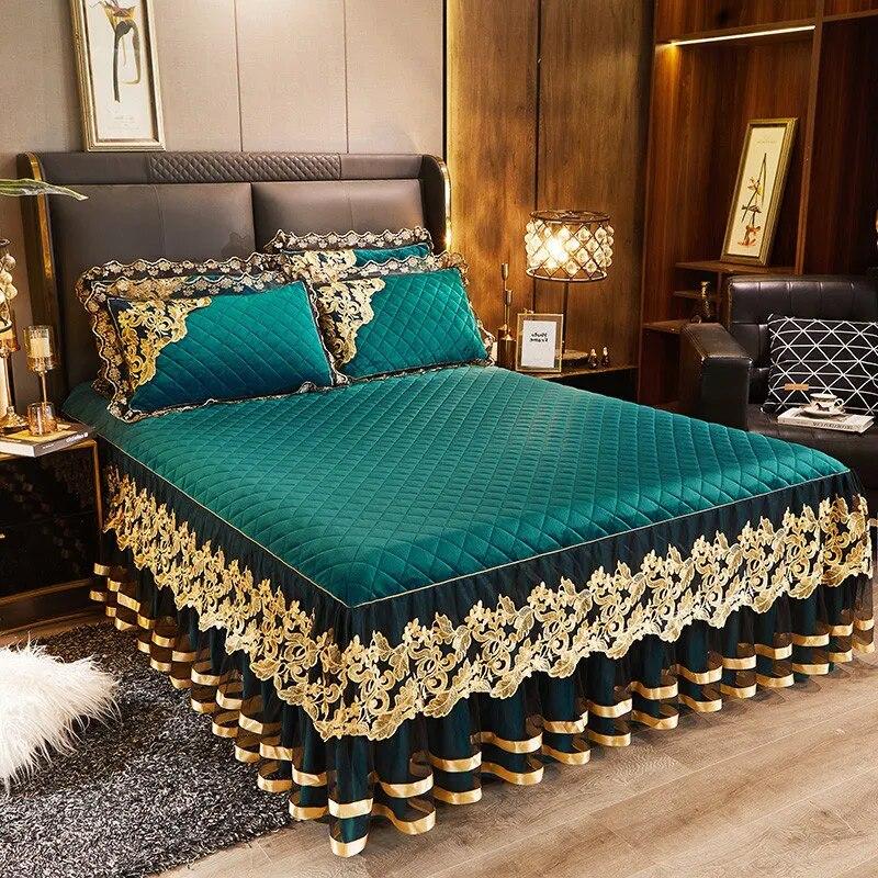 Золотий вишивка Оксамит Стьобане Потовщене Покривало Queen King Size М’яке Тепле Мереживо Рюші Постільна Спідниця 2 Наволочки 200x220 Зелений 180x200cm 71x79inch
Золотий вишивка Оксамит Стьобане Потовщене Покривало Queen King Size М’яке Тепле Мереживо Рюші Постільна Спідниця 2 Наволочки 200x220 Зелений 180x200cm 71x79inch
