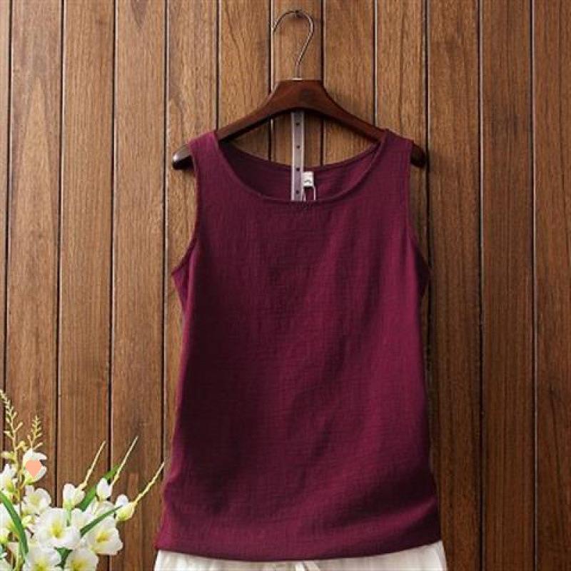 Summer Cotton and Linen Camisole Women s Linen Bottoming Shirt Sleeveless T-shirt Outer Wear Large Size S вина червоного кольору
Summer Cotton and Linen Camisole Women s Linen Bottoming Shirt Sleeveless T-shirt Outer Wear Large Size S вина червоного кольору