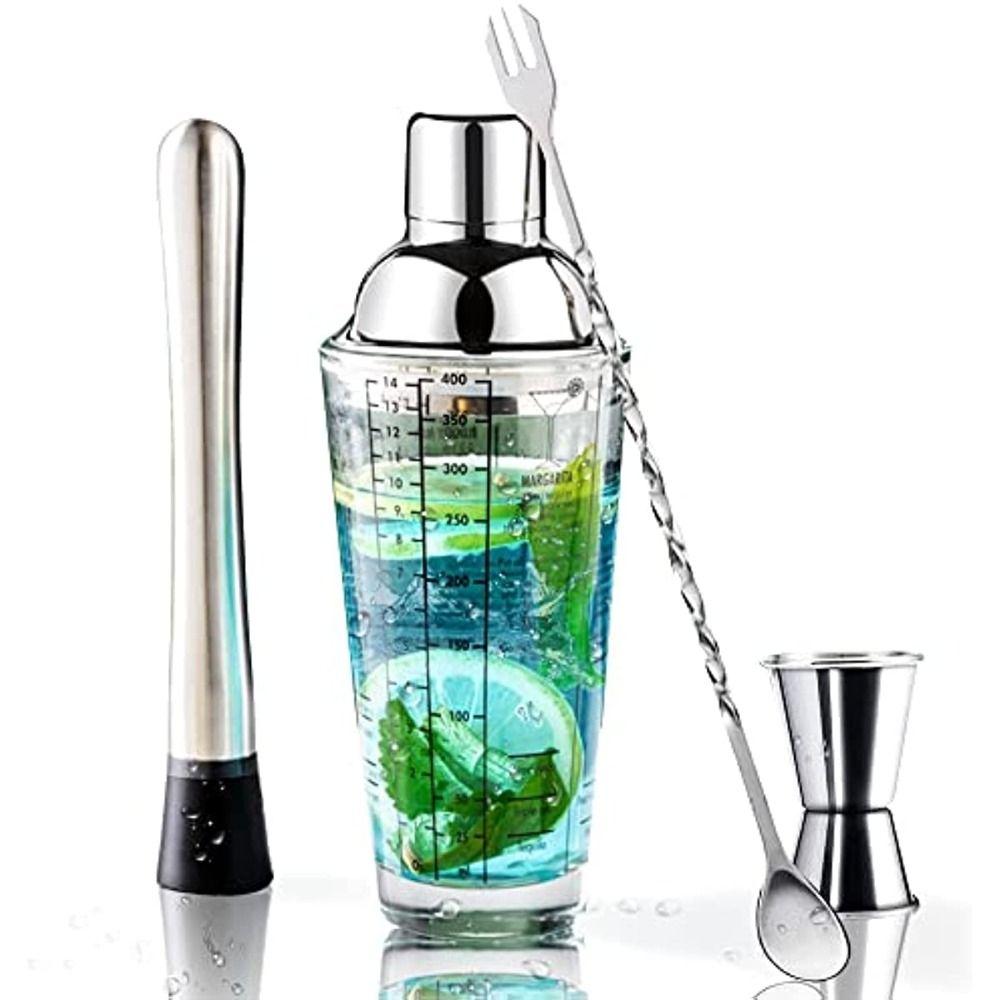 Scale Stainless Steel Glass Wine Mixing Bottle Cocktail Shaker Bartender Tools Measuring Jigger 400ml Shaker Cup
Scale Stainless Steel Glass Wine Mixing Bottle Cocktail Shaker Bartender Tools Measuring Jigger 400ml Shaker Cup