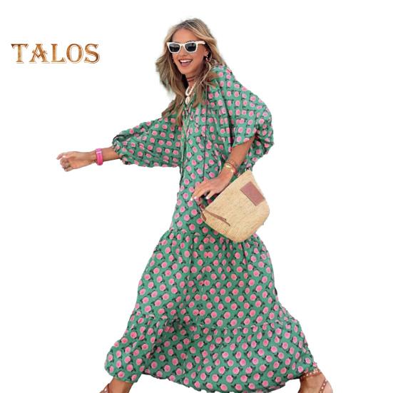 Женское платье в стиле бохо с V-образным вырезом, рукавами-фонариками, А-силуэтом, с плиссировкой и принтом, длиной до середины голени, пляжное платье для отдыха M зелёный
Женское платье в стиле бохо с V-образным вырезом, рукавами-фонариками, А-силуэтом, с плиссировкой и принтом, длиной до середины голени, пляжное платье для отдыха M зелёный