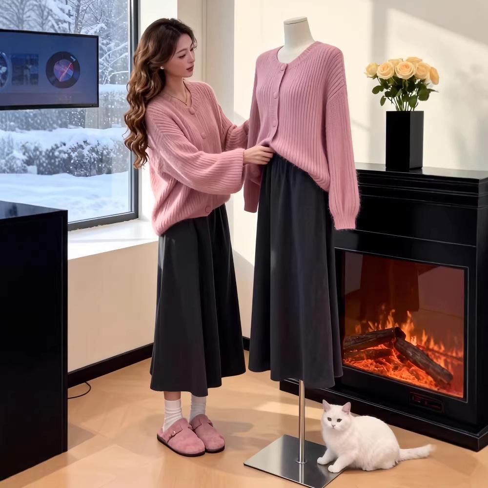 Chic Pastel Pink Sweater & Knitted Skirt Set for Women M
Chic Pastel Pink Sweater & Knitted Skirt Set for Women M