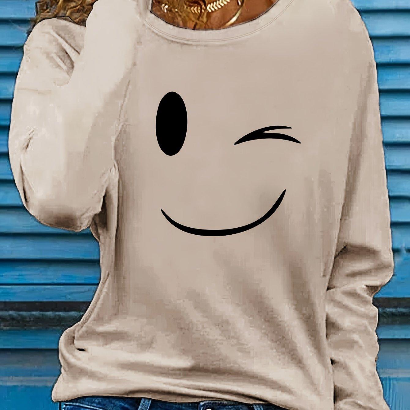 Футболка с принтом «Улыбка», повседневный топ с длинными рукавами и круглым вырезом, весна и осень, женская одежда 2XL
Футболка с принтом «Улыбка», повседневный топ с длинными рукавами и круглым вырезом, весна и осень, женская одежда 2XL