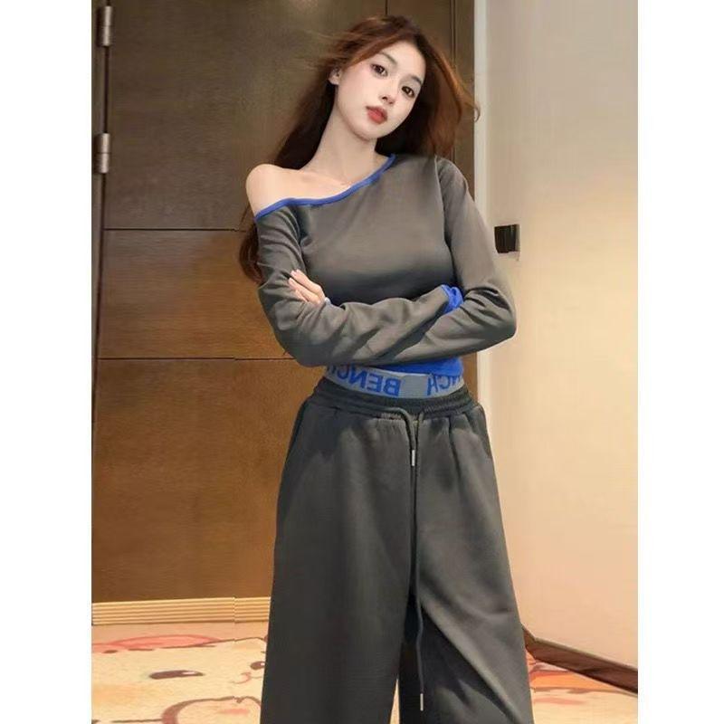 Women s 2025 Autumn Petite Asymmetrical Neck Color Block Long Sleeve T-shirt + Wide-Leg Pants 2XL серый
Women s 2025 Autumn Petite Asymmetrical Neck Color Block Long Sleeve T-shirt + Wide-Leg Pants 2XL серый
