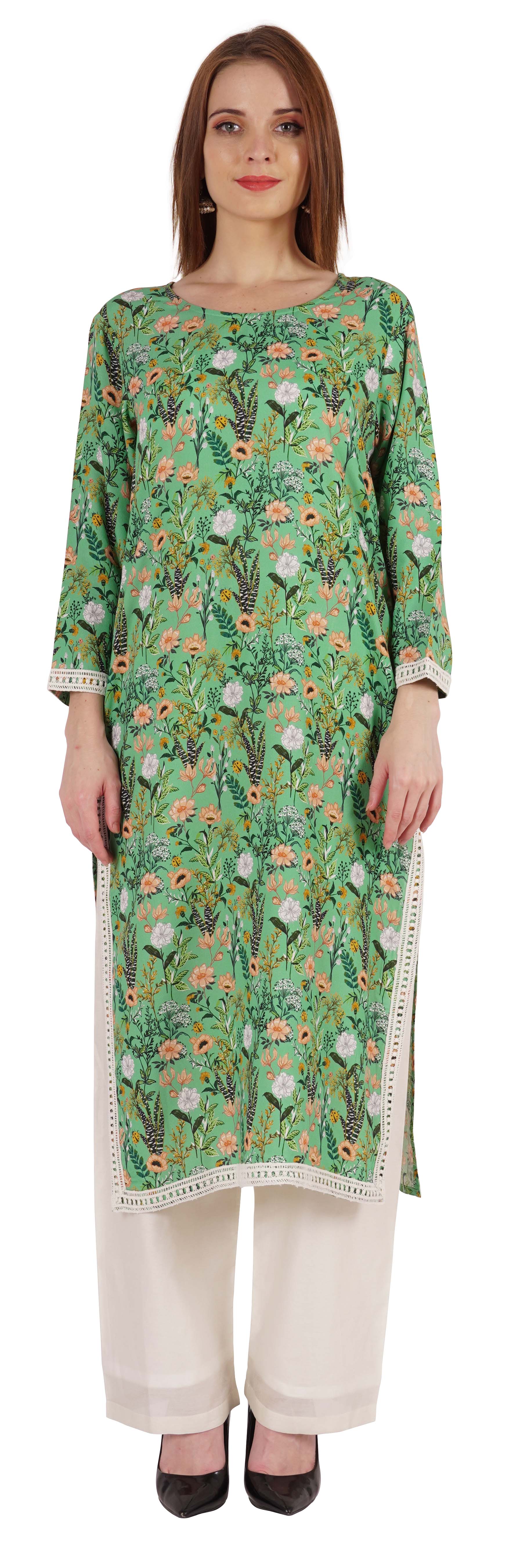 Moomaya Дизайнерський етнічний одяг Kurti з індійського району Kurta для жінок з принтом A-Line XX-Large зелений
Moomaya Дизайнерський етнічний одяг Kurti з індійського району Kurta для жінок з принтом A-Line XX-Large зелений