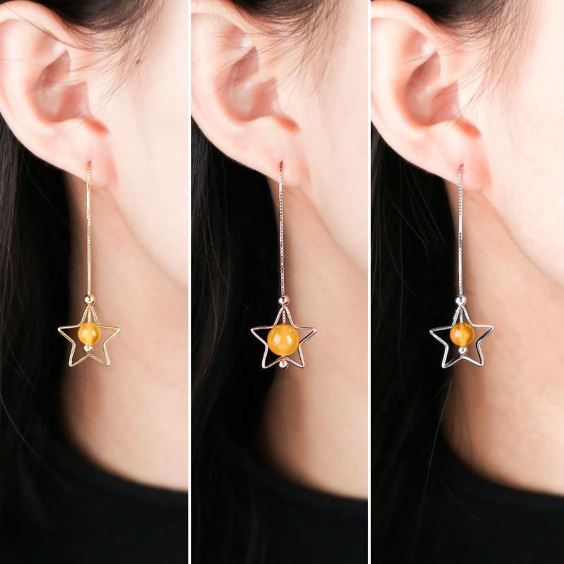 925 Sterling Silver Star Dangle Earrings for Women, DIY Amber/Strawberry Quartz Setting, Korean Style, Fits 6-8mm Gemstones. Gold Stone Setting 6-8mm
925 Sterling Silver Star Dangle Earrings for Women, DIY Amber/Strawberry Quartz Setting, Korean Style, Fits 6-8mm Gemstones. Gold Stone Setting 6-8mm