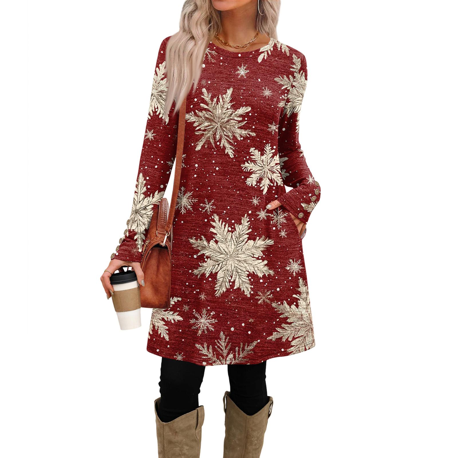 Женское модное повседневное платье с карманами, декоративными пуговицами, рождественскими принтами, круглым вырезом и длинными рукавами XXL
Женское модное повседневное платье с карманами, декоративными пуговицами, рождественскими принтами, круглым вырезом и длинными рукавами XXL