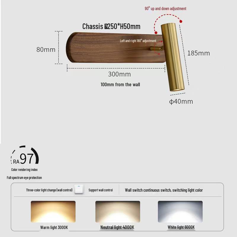 Vintage Style All-Copper Rotatable Wall Lamp with North American Walnut - Eye Protection Reading Lamp for Living Room Sofa Background With LED Three-Color Light
Vintage Style All-Copper Rotatable Wall Lamp with North American Walnut - Eye Protection Reading Lamp for Living Room Sofa Background With LED Three-Color Light