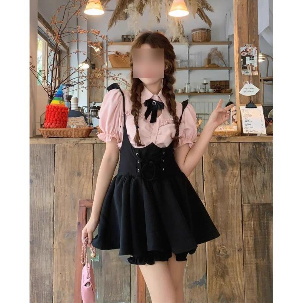 Women s Sweet & Spicy Pink Lace-Up Overall Dress with Puff Sleeve Shirt Two-Piece Set S (up to 45kg)
Women s Sweet & Spicy Pink Lace-Up Overall Dress with Puff Sleeve Shirt Two-Piece Set S (up to 45kg)