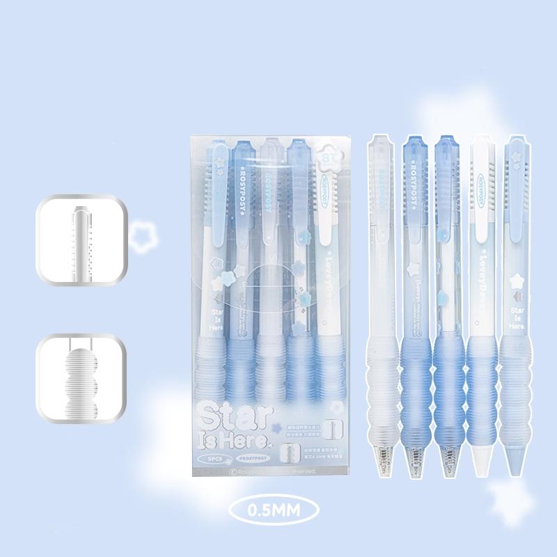 Набор гелевых ручек Star Is Here, 5 шт., градиентные цветные силиконовые мягкие шариковые ручки 0,5 мм, черные чернила для письма
Набор гелевых ручек Star Is Here, 5 шт., градиентные цветные силиконовые мягкие шариковые ручки 0,5 мм, черные чернила для письма