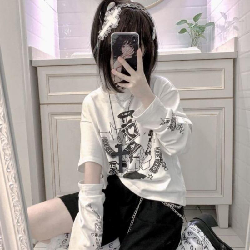 2KWEIRD Женская футболка с отстегивающимися длинными рукавами, с принтом японского мультфильма, кавайная графическая футболка, эстетика Y2k, топы в стиле харадзюку S белый
2KWEIRD Женская футболка с отстегивающимися длинными рукавами, с принтом японского мультфильма, кавайная графическая футболка, эстетика Y2k, топы в стиле харадзюку S белый