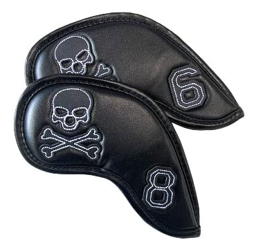 Golf head cover iron cover for irons embroidered set X numbered skull black 10-piece 4-9 P, A, S,
Golf head cover iron cover for irons embroidered set X numbered skull black 10-piece 4-9 P, A, S,