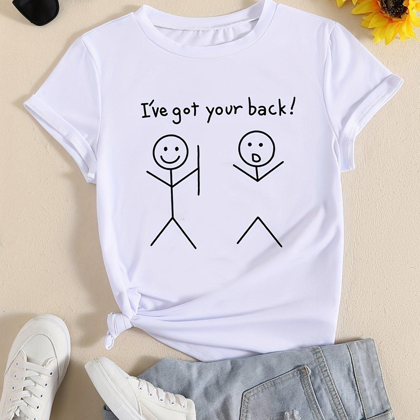 Funny Cartoon Print T-Shirt Short Sleeve Crew Neck Casual Tops 
Funny Cartoon Print T-Shirt Short Sleeve Crew Neck Casual Tops