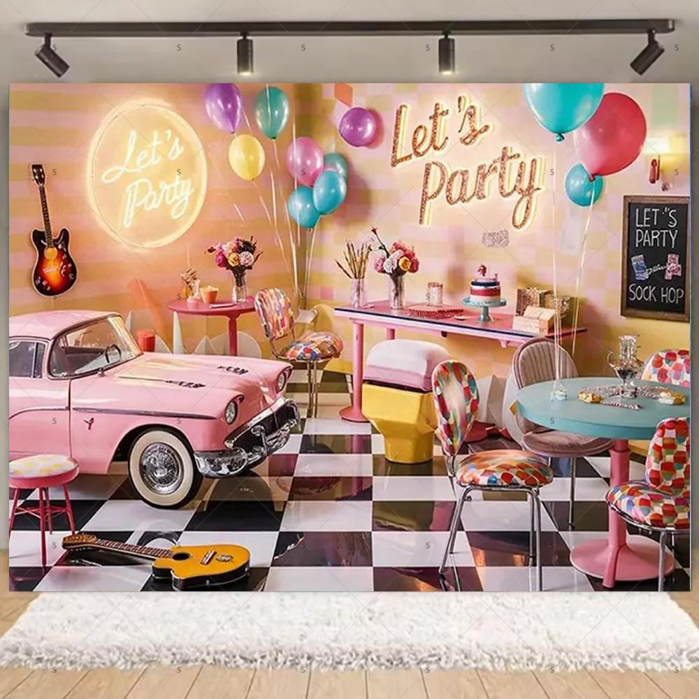 1950s Rock Restaurant Party Decoration Car Musical Element Background Banner Retro Neon Light Backdrop Supplies Photography Prop 120X90CM
1950s Rock Restaurant Party Decoration Car Musical Element Background Banner Retro Neon Light Backdrop Supplies Photography Prop 120X90CM