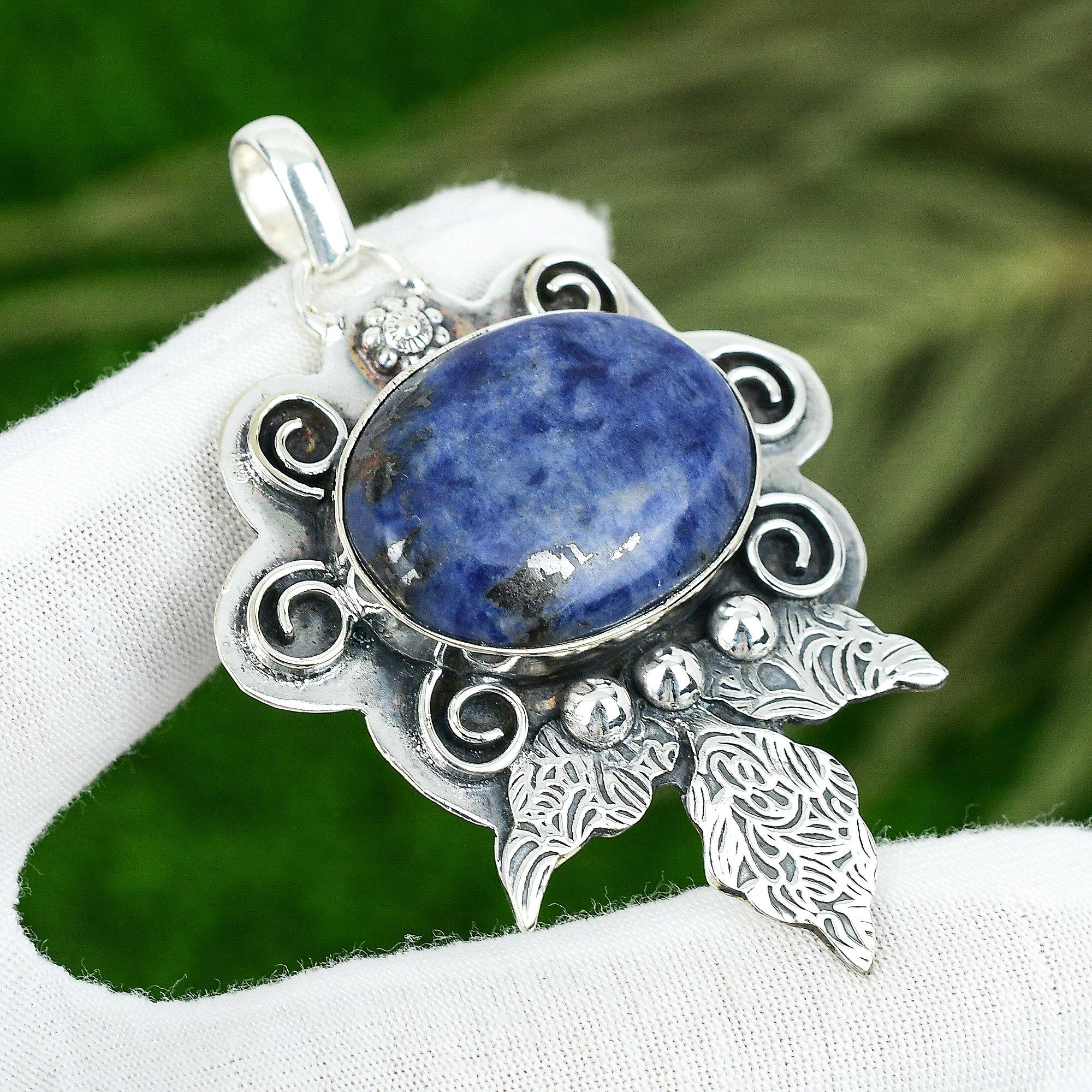 Friendship Day Deal Sterling Silver Natural Sodalite Unique Wife Pendant Jewelry
Friendship Day Deal Sterling Silver Natural Sodalite Unique Wife Pendant Jewelry