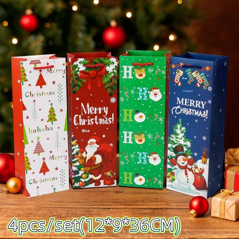 4Pcs Christmas Wine Bags Kraft Paper Printing Handbag Candy Snack Packaging Box Gift Bag A1
4Pcs Christmas Wine Bags Kraft Paper Printing Handbag Candy Snack Packaging Box Gift Bag A1