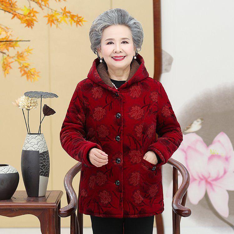 Хлопковая зимняя одежда, куртка с толстой подкладкой из плюша, куртка с подкладкой для среднего и пожилого возраста, пальто пожилой матери M