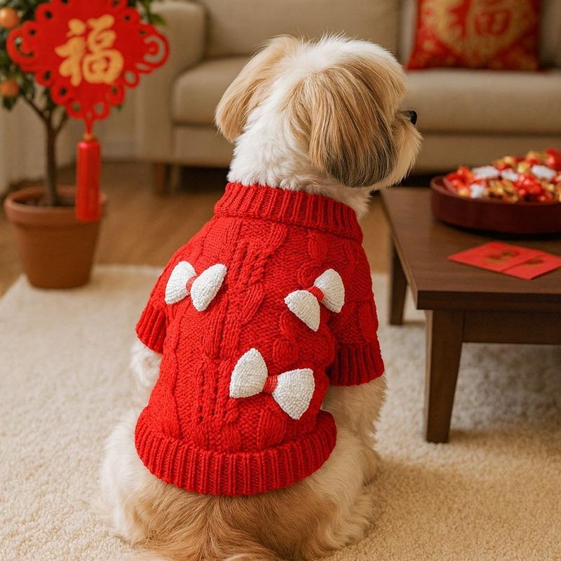 Pet Spring and Autumn Small Dog Puppy Dog Cat Warm and Comfortable New Year Sweater - Bow xs-bust 30cm, length 20cm, approximately 1.0-1.5kg
Pet Spring and Autumn Small Dog Puppy Dog Cat Warm and Comfortable New Year Sweater - Bow xs-bust 30cm, length 20cm, approximately 1.0-1.5kg