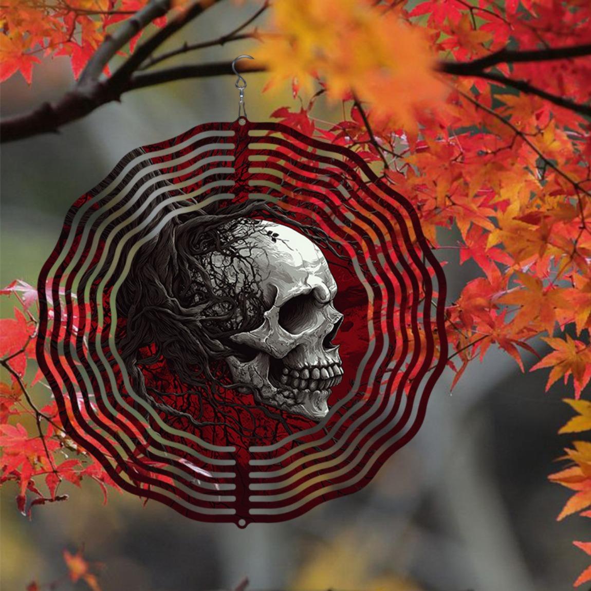 Kinetic Metal Wind Chime with Skull and Dancing Ribbon Design for Indoor Outdoor Garden Decor Unique Gift Idea Halloween 01A
Kinetic Metal Wind Chime with Skull and Dancing Ribbon Design for Indoor Outdoor Garden Decor Unique Gift Idea Halloween 01A