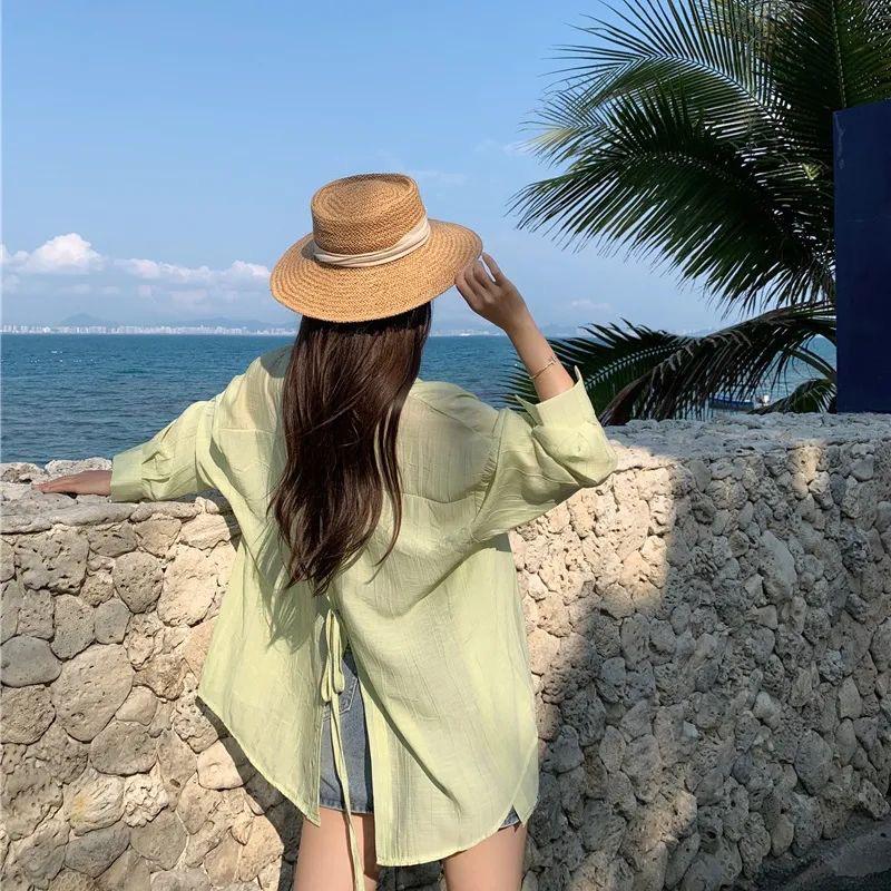 Women s Korean Style Backless Sun Protection Cardigan - Long Sleeve, Lightweight, Loose-Fit for Spring & Summer. XXL (120-135 lbs recommended)
Women s Korean Style Backless Sun Protection Cardigan - Long Sleeve, Lightweight, Loose-Fit for Spring & Summer. XXL (120-135 lbs recommended)