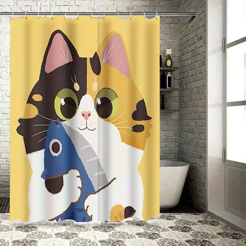 Cute Cat Holding Fish Shower Curtain for Bathroom Decor - Vibrant Yellow and White Design Elevate Space Easy-Clean 90X180cm(35x70in)
Cute Cat Holding Fish Shower Curtain for Bathroom Decor - Vibrant Yellow and White Design Elevate Space Easy-Clean 90X180cm(35x70in)