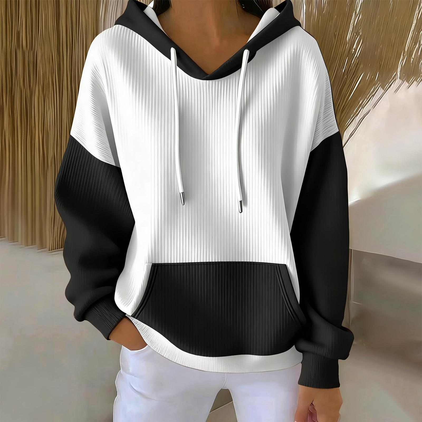 Women s Loose And Comfortable Drawstring V-neck Long Sleeved Color Blocking Hoodie L
Women s Loose And Comfortable Drawstring V-neck Long Sleeved Color Blocking Hoodie L