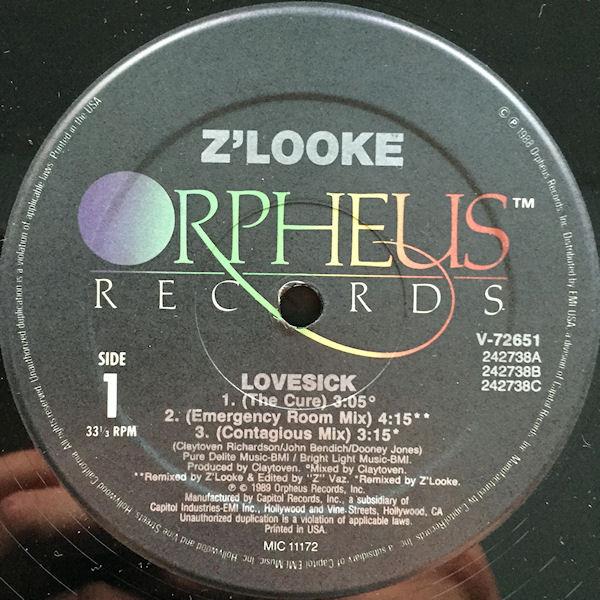 12inch Record Z LOOKE - Lovesick V72651 Orpheus Records 1989 US Dance & Electronica Used
12inch Record Z LOOKE - Lovesick V72651 Orpheus Records 1989 US Dance & Electronica Used