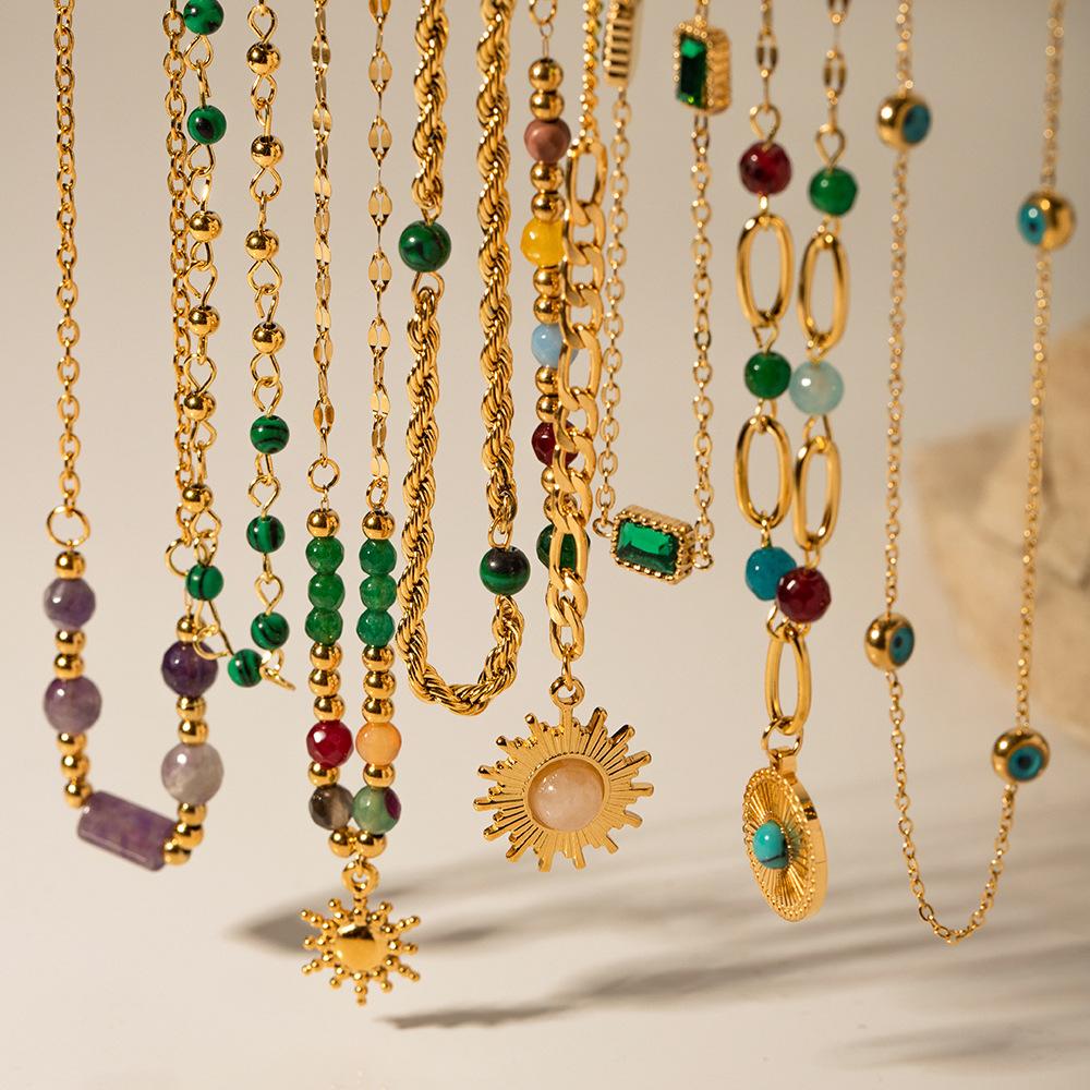 Новое 18-каратное позолоченное ожерелье из нержавеющей стали, бирюзовые бусы, ожерелье INS, интернет-украшения для женщин знаменитостей
Новое 18-каратное позолоченное ожерелье из нержавеющей стали, бирюзовые бусы, ожерелье INS, интернет-украшения для женщин знаменитостей