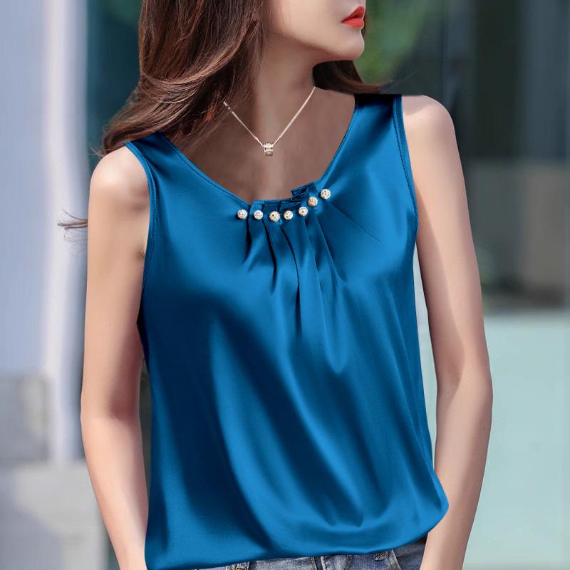 Женский камзол-майка большого размера черного цвета из искусственного шелка с U-образным вырезом - во французском стиле 2XL синий
Женский камзол-майка большого размера черного цвета из искусственного шелка с U-образным вырезом - во французском стиле 2XL синий