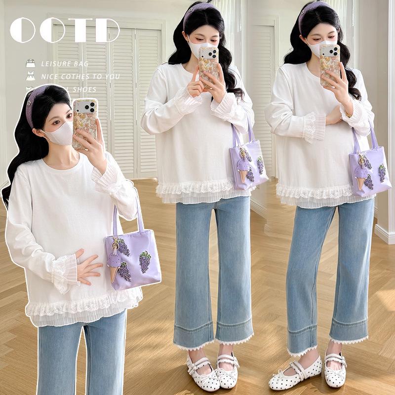 2026 Korean Style Maternity Top: Spring Loose Fit, Lace Patchwork, Long Sleeve Cotton for Expecting Mothers Large білий
2026 Korean Style Maternity Top: Spring Loose Fit, Lace Patchwork, Long Sleeve Cotton for Expecting Mothers Large білий