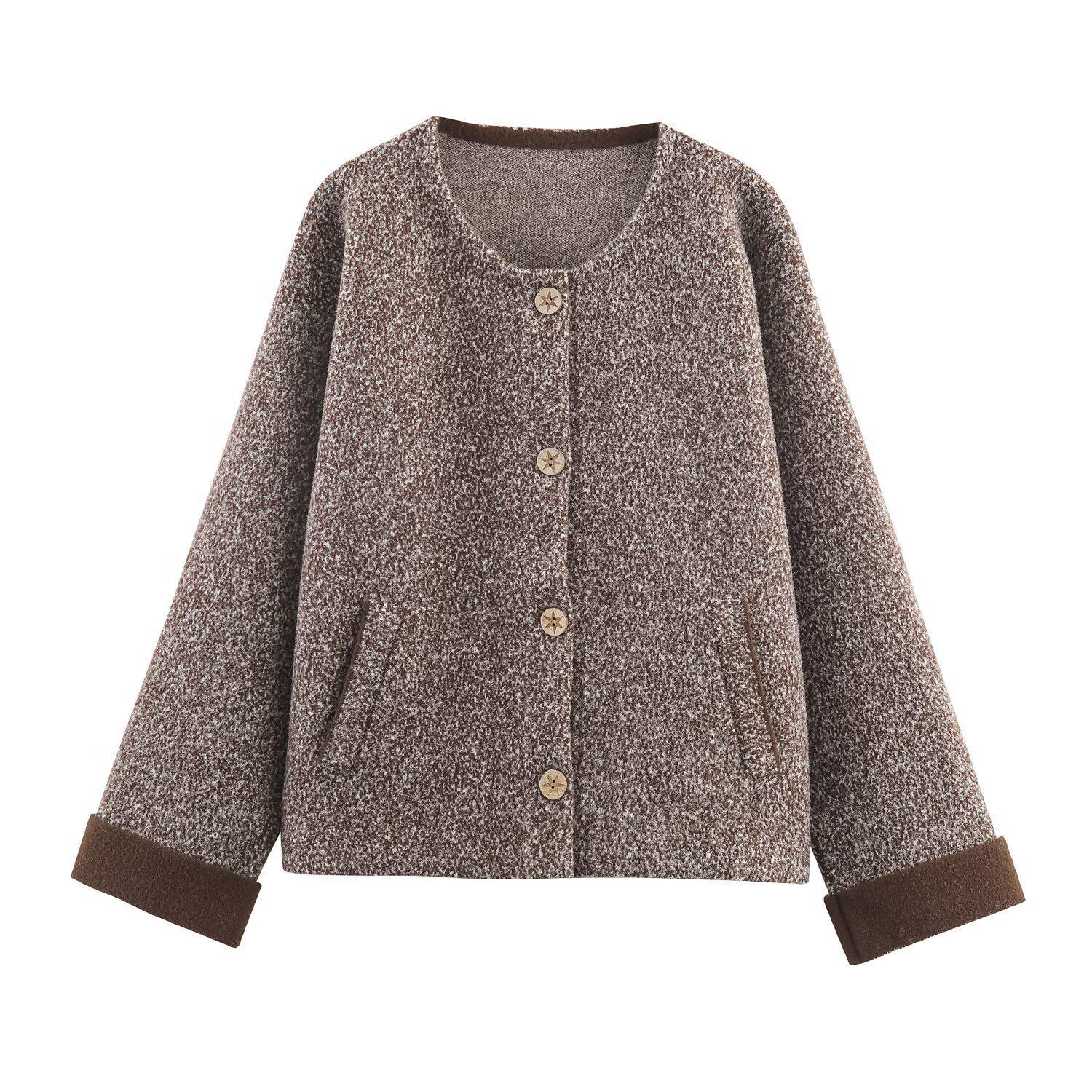 European and American Fashion Women s Casual Tweed Retro Coat with Round Neck Cocoon Shape. One Size верблюд
European and American Fashion Women s Casual Tweed Retro Coat with Round Neck Cocoon Shape. One Size верблюд