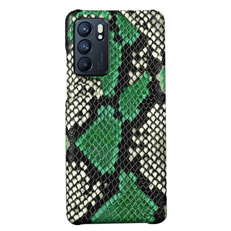Genuine leather half cover case for OPPO Reno6/6PRO with cowhide python skin pattern, offering protection and style. Reno10 зелёный
Genuine leather half cover case for OPPO Reno6/6PRO with cowhide python skin pattern, offering protection and style. Reno10 зелёный