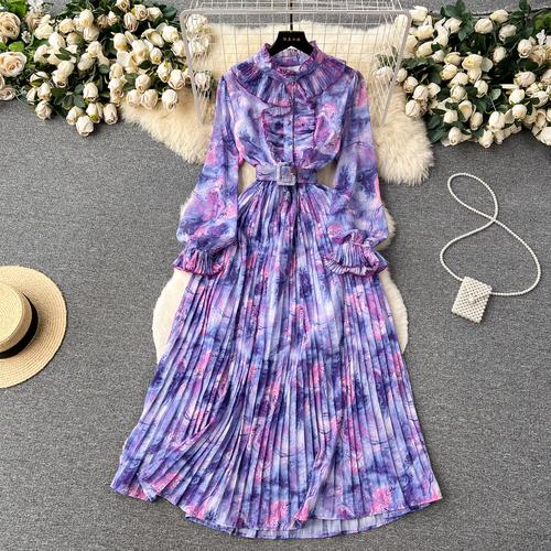 Осенние платья для женщин, винтажное шифоновое платье с цветочными оборками, женское темпераментное плиссированное платье макси One Size фиолетовый
Осенние платья для женщин, винтажное шифоновое платье с цветочными оборками, женское темпераментное плиссированное платье макси One Size фиолетовый